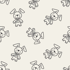 Doodle Doll Rabbit seamless pattern background