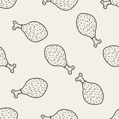 Doodle Chicken seamless pattern background