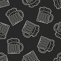 Doodle Beer seamless pattern background