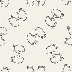 Doodle kitchen Gloves  seamless pattern background