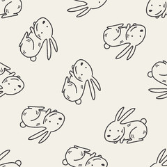 Doodle Rabbit seamless pattern background