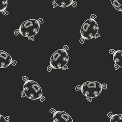 Doodle Goldfish seamless pattern background