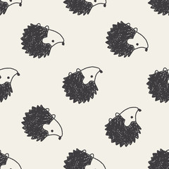 Doodle Hedgehog seamless pattern background © hchjjl