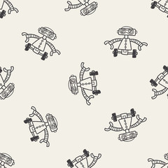 Fototapeta na wymiar Doodle Robot seamless pattern background