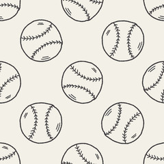 Doodle Baseball seamless pattern background