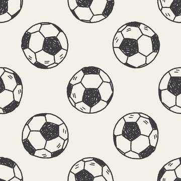 Doodle soccer seamless pattern background