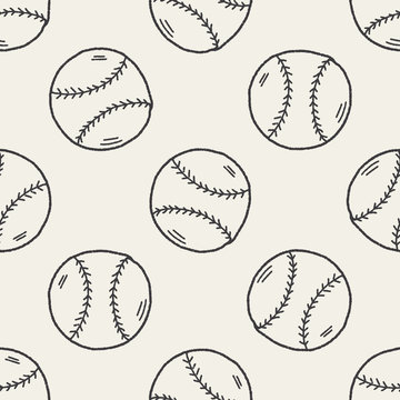 Doodle Baseball seamless pattern background