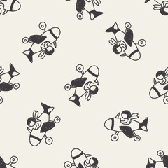Doodle Airplane seamless pattern background