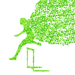 Hurdle racer woman barrier running vector background