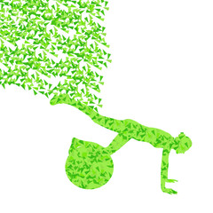 Woman exercising fitness ball vector background concept