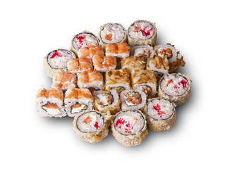 Набор японских роллов. Белый фон