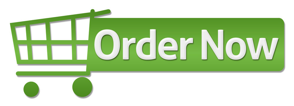 Order Now Green Shopping Cart Horizontal Stock Illustration | Adobe Stock