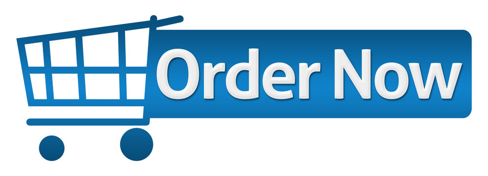 Order Now Blue Shopping Cart Horizontal Stock Illustration | Adobe Stock