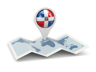 Naklejka premium Round pin with flag of dominican republic