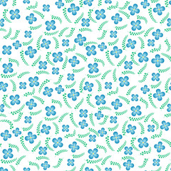 Seamless pattern of a small blue flowers.