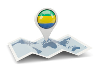 Round pin with flag of gabon