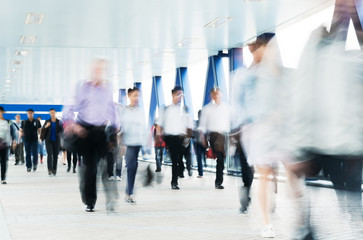 Motion blurred commuters in Hong Kong