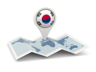 Round pin with flag of south korea