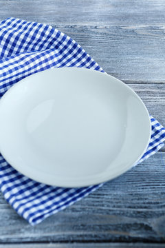 Plate on a checkered napkin