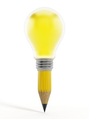 Creative pencil and light bulb
