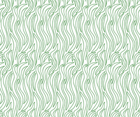 vector seamless wave background of plants drawn lines