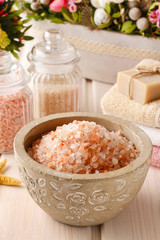 Bowl of rose sea salt