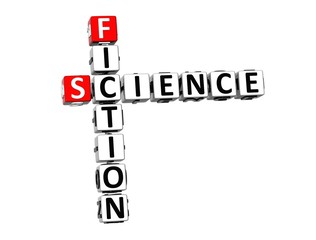 3D Crossword Science Fiction on white background