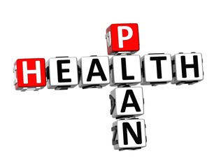 3D Crossword Health PLan on white background