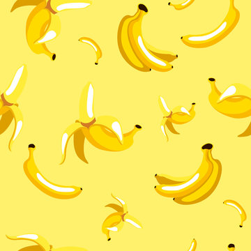 seamless pattern of bananas on yellow background
