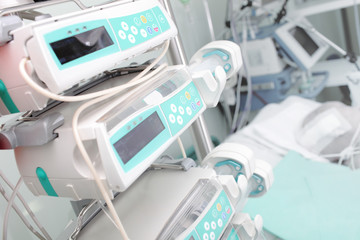 Fototapeta na wymiar Medical equipment in the ICU ward