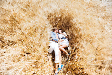 man and woman in the field