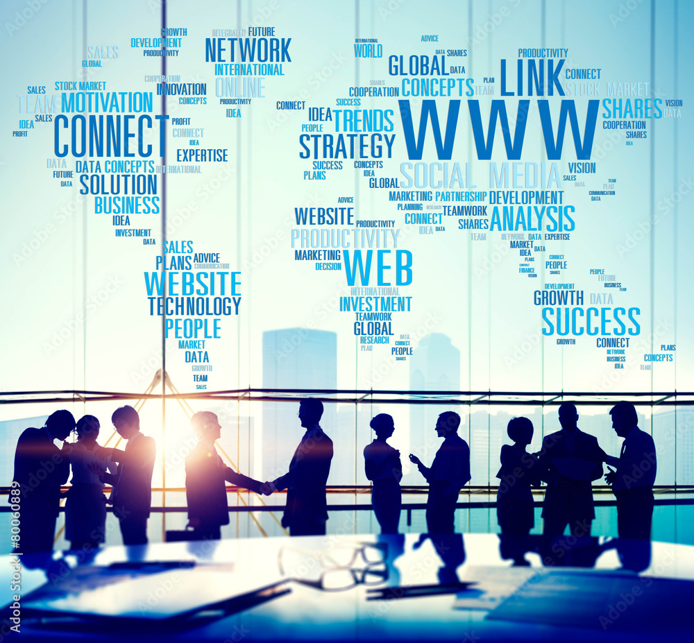 Poster www social media internet connection global networking concept