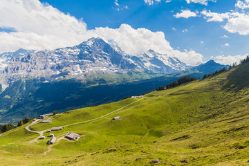 Fototapeta na wymiar Panoramic view of Eiger, Monch and Jungfrau