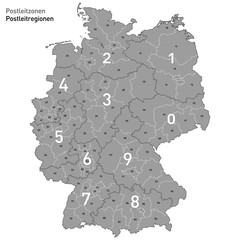 Postleitzahlen Detail Grau