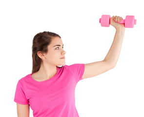 woman exercising with dumbbell