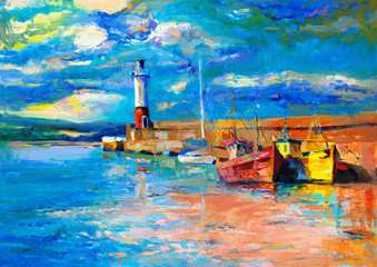 Lighthouse and boats