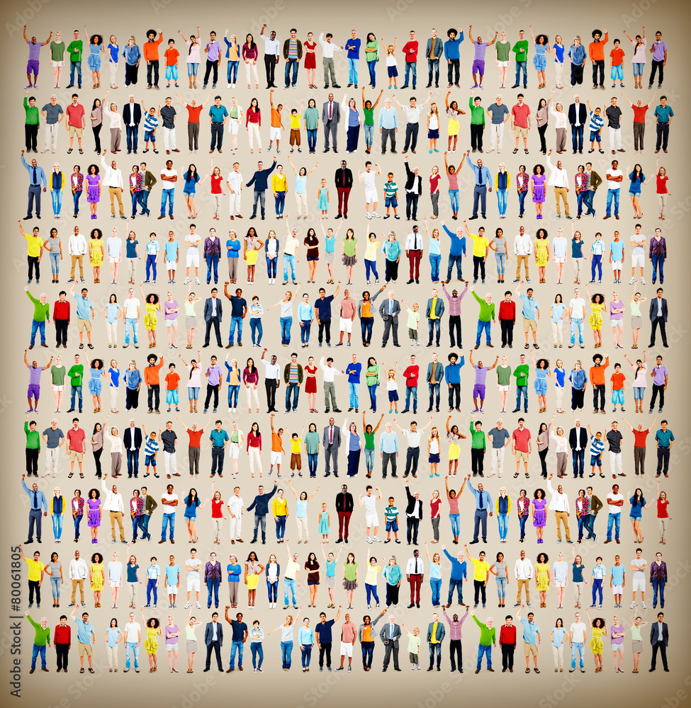 Wall mural multiethnic casual people togetherness celebration concept - Wall murals