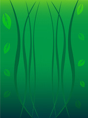 Green abstract background with leefs