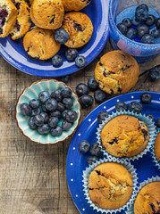Delicious homemade blueberry muffins with fresh blueberries