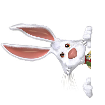Wei&szlig;er Osterhase von rechts