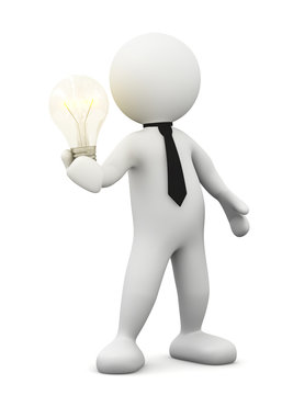 omino bianco con lampadina