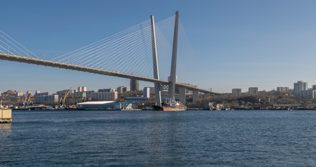 Fototapeta premium Vladivostok, bridge. Daylight view. Wimter.