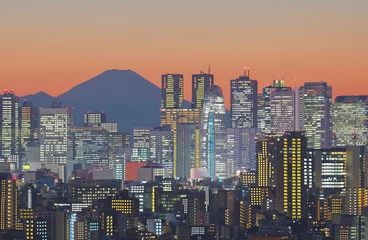Foto op Plexiglas Tokyo cityscape and Mountain fuji at twilight.. © torsakarin