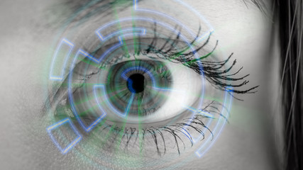 Eye viewing digital information. Conceptual image.