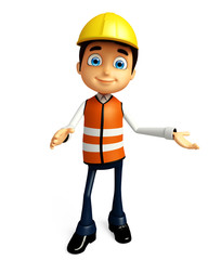 Worker with presentation pose