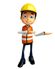 Worker with presentation pose
