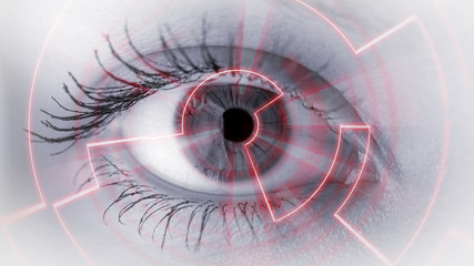Eye viewing digital information. Conceptual image.