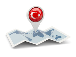 Round pin with flag of turkey