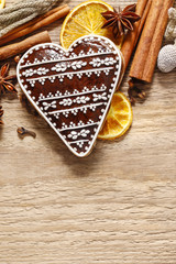 Gingerbread cookies in heart shape