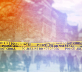 Naklejka premium Police Line Headband Tape On the Street